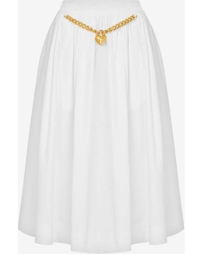 Moschino Heart Lock Cotton Cloth Skirt - White