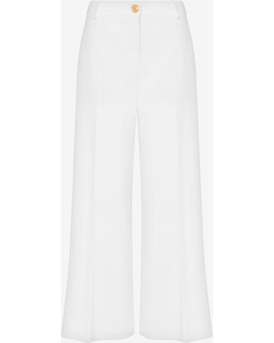 Moschino Pantalone Cropped In Cady Gold Button - Bianco