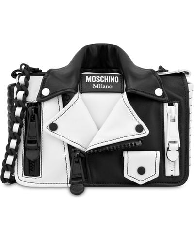 Moschino Biker Bag Aus Nappaleder Mit Optic-effekt - Weiß