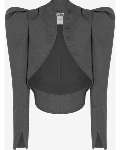 Moschino Wool Canvas Cropped Jacket - Gray