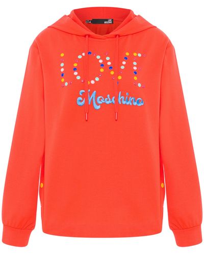 Moschino Felpa In Cotone Rainbow Logo - Arancione