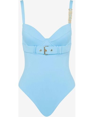 Moschino Gold Buckle Swimsuit - Blue