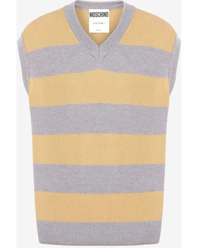 Moschino Sleeveless Striped Sweater - Natural