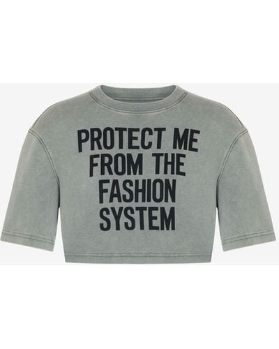 Moschino T-shirt Cropped Fashion System Print - Gris