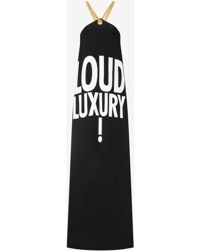 Moschino Robe En Envers Satin Loud Luxury! - Noir