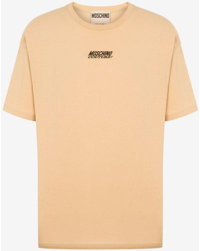 Moschino Logo Embroidery Jersey T-shirt - Natural