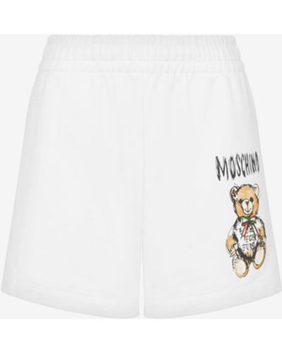 Moschino Shorts Aus Bio-sweat-material Drawn Teddy Bear - Weiß
