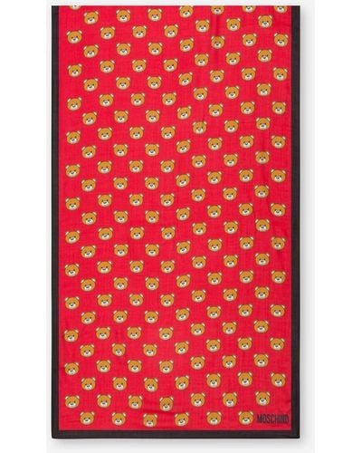 Moschino All-over Teddy Bear Modal Scarf - Red