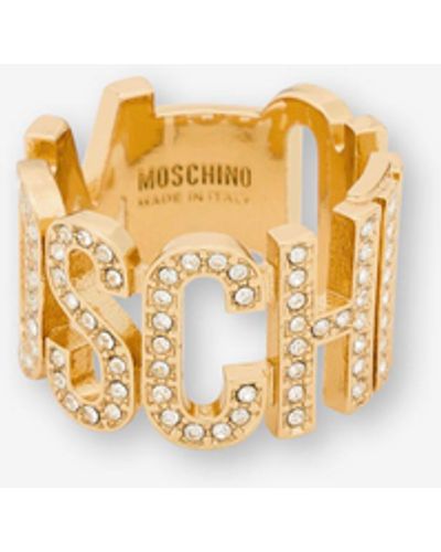 Moschino Bague Sparkling Logo Lettering - Métallisé