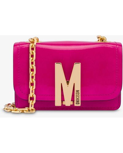 Moschino Mini M Bag A Spalla In Vernice - Rosa
