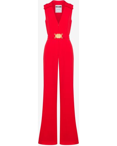 Moschino Double Smiley®logo Envers Satin Jumpsuit - Red