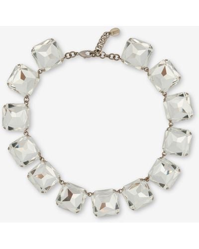 Moschino Halskette Mit Schmucksteinen - Weiß