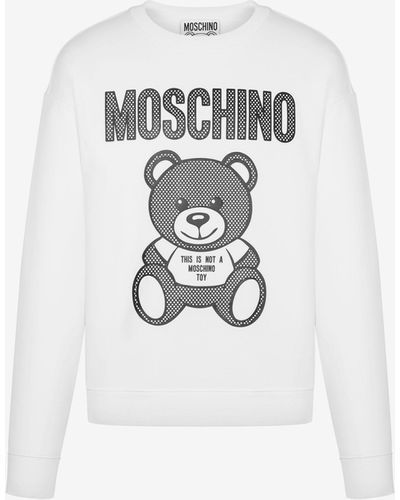 Moschino Sweatshirt Aus Bio-baumwolle Teddy Mesh - Weiß