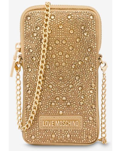 Moschino Love Gift Capsule Phone Pouch With Rhinestones - Natural