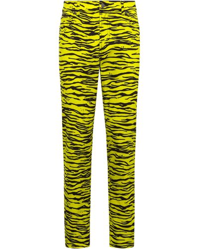 Moschino Stretch Gabardine Tiger Print Trousers - Green