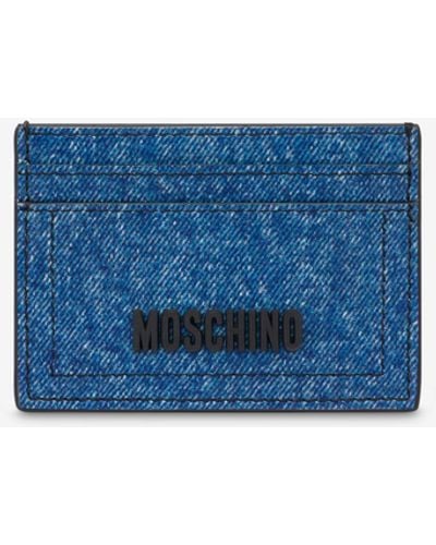 Moschino Porte-cartes En Cuir Nappa Denim Print - Bleu