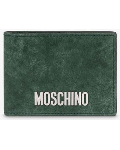 Moschino Washed Nappa Leather Flat Wallet - Green