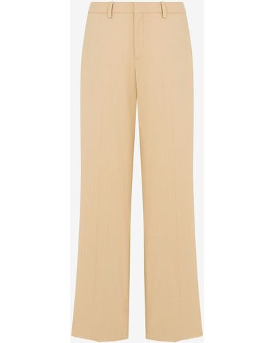 Moschino Stretch Gabardine Wide Trousers - Natural