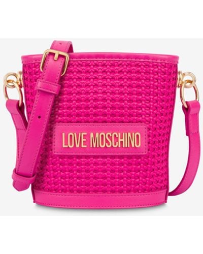 Moschino Sweet Rattan Small Bucket Bag - Pink