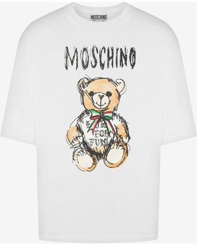 Moschino T-shirt Aus Bio-jersey Drawn Teddy Bear - Weiß