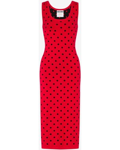 Moschino Allover Polka Dots Knitted Dress - Red