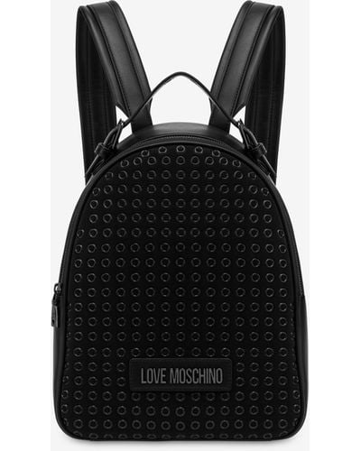 Moschino Glam Up Backpack With Eyelets - Black