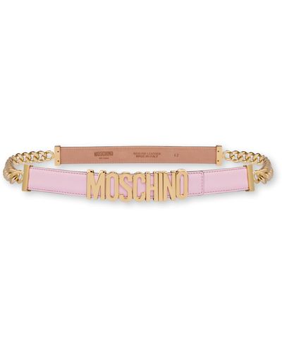 Moschino Chains Calfskin Belt - Pink