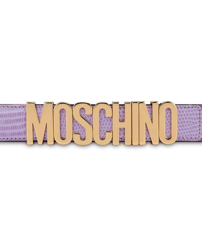 Moschino Ceinture En Cuir De Veau Téju Logo Lettering - Violet