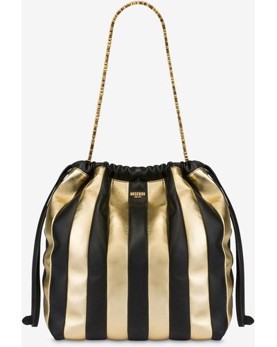 Moschino Sac Seau Patchwork Stripes - Blanc