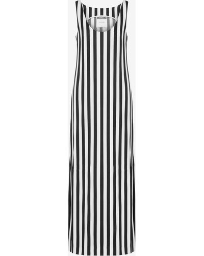 Moschino Kleid Aus Cady Archive Stripes - Weiß
