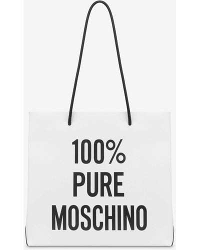 Moschino 100% Pure Calfskin Shopper - White
