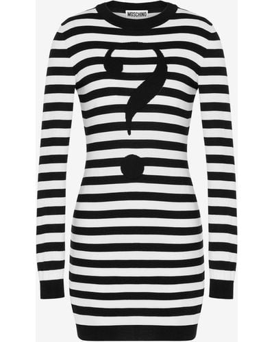 Moschino House Symbols !? Striped Knit Dress - White