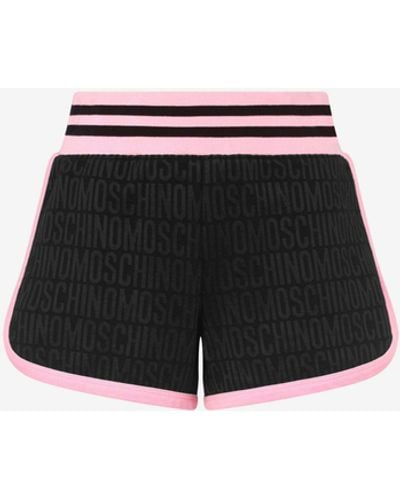 Moschino Allover Logo Jacquard Fleece Shorts - Black