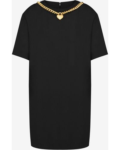 Moschino Chain & Heart Envers Satin Dress - Black