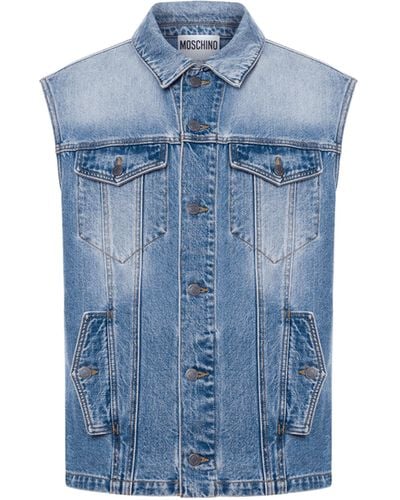 Moschino Smiley® Embroidery Blue Denim Vest