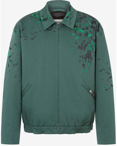 Moschino Painted Effect Stretch Gabardine Jacket - Green
