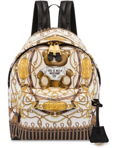 Moschino Military Teddy Scarf Nappa Leather Backpack - Metallic