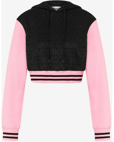Moschino Allover Logo Jacquard Cotton-blend Sweatshirt - Black