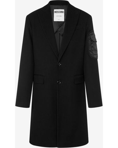 Moschino Multipocket Details Double Cavalry Coat - Black