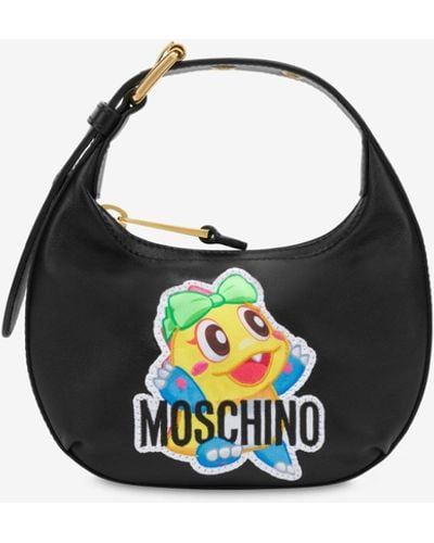 Moschino Mini Hobo Bag In Vitello Bubble Booble - Blu