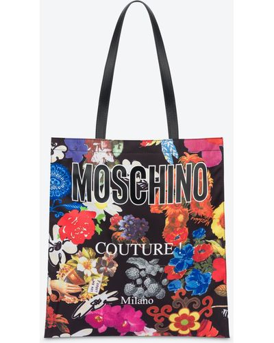 Moschino Cabas En Nylon Allover Flowers - Rouge
