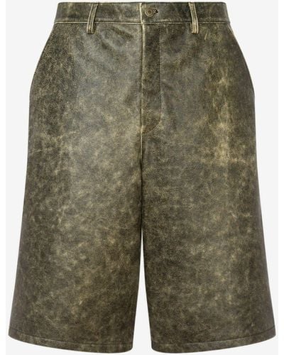 Moschino Vintage Nappa Leather Bermuda Shorts - Green