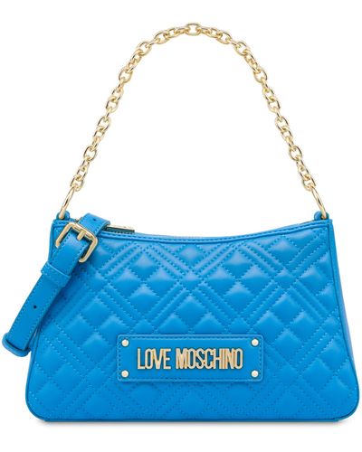 Moschino Shiny Quilted Hobo Bag - Blue