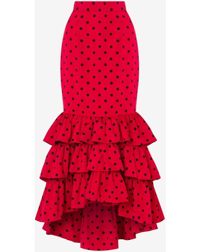 Moschino Jupe En Taffetas Allover Polka Dots - Rouge