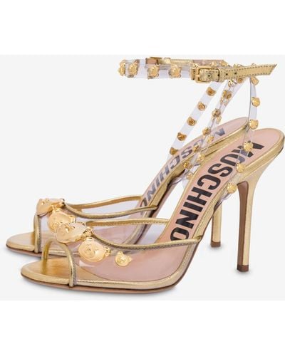 Moschino Pvc Teddy Studs High-heeled Sandals - Natural
