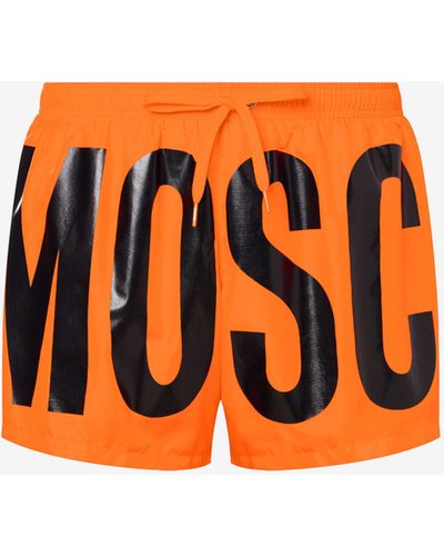 Moschino Badeshorts Shiny Maxi Logo - Orange