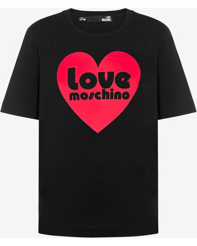 Moschino Organic Cotton Heart Logo T-shirt - Red