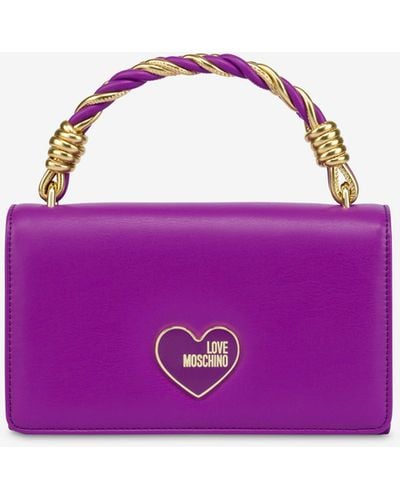 Moschino Enamelled Heart Handbag - Purple