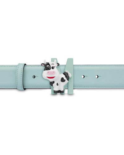 Moschino M Baby Cow Calfskin Belt - Blue