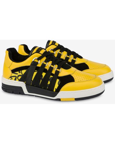 Moschino Sneakers Streetball Scribble Print - Jaune